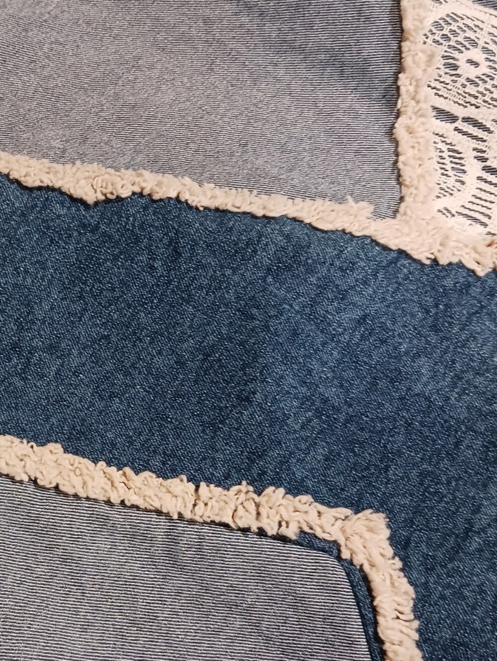 Earthbound Trading Co Wide Leg Patchwork Boho Hippie Jeans Lace Fringe Festival - Picture 5 of 10